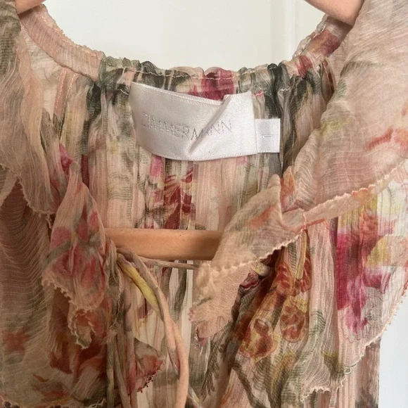 Zimmermann 100% Silk Mercer Cream Floral Blouse Size 1 - Picture 4 of 4